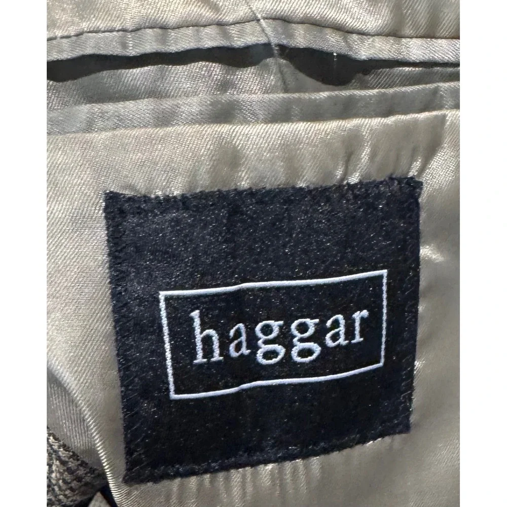 Haggar Men's Houndstooth Wool Blend Brown Tan Sport Coat 44R
